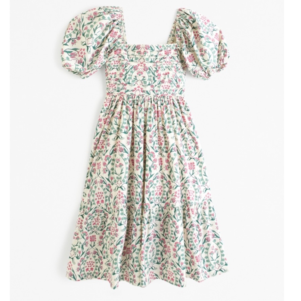 A&F Abercrombie Emerson Poplin Puff sleeve midi dress